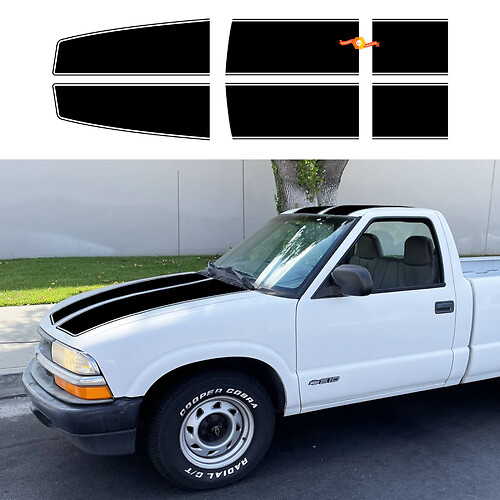 Kit d'autocollants à rayures pour cabine régulière Chevrolet S10 1994-04
