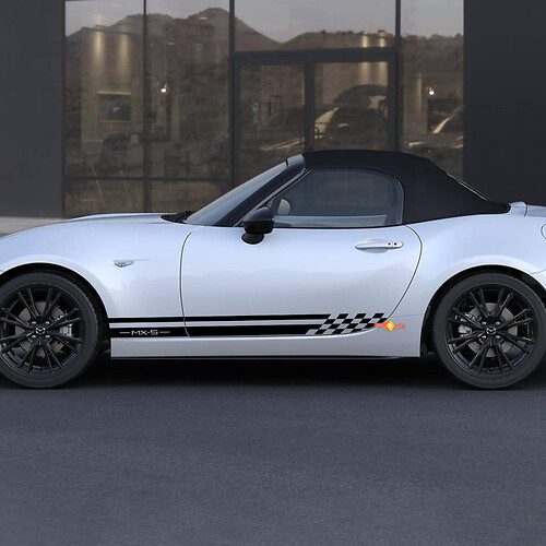 Mazda MX-5 Miata Side Checkered Stripe Autocollant autocollant - Autocollant vinyle personnalisé
