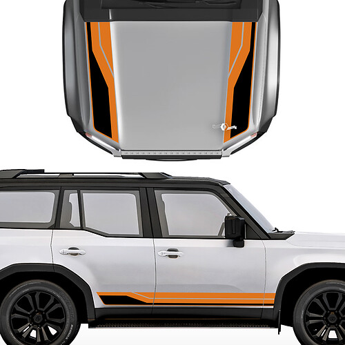 Autocollant de décalcomanies de capot et de rayures latérales de Toyota Land Cruiser Prado - Kit graphique en vinyle
