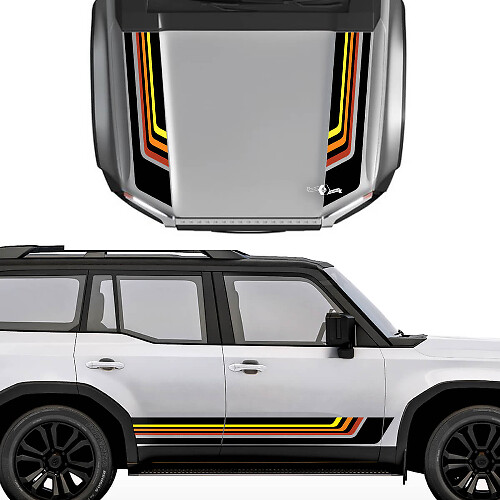 Kit d’autocollants vinyle de bandes rétro pour capot et côtés pour Toyota Land Cruiser 2024