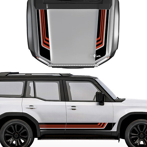 Autocollant de décalcomanies de style rétro vintage pour capot et rayures latérales de Toyota Land Cruiser Prado - Kit graphique en vinyle 2
