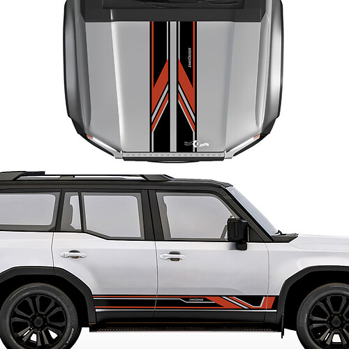Toyota Land Cruiser Prado Hood and Sides Stripes Sport Style Decals Autocollant - Kit graphique en vinyle

