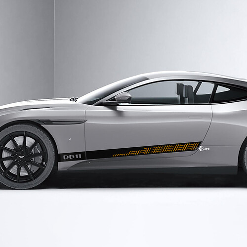 Autocollants latéraux en vinyle pour portes en nid d'abeille Aston Martin DB11, 2 couleurs
