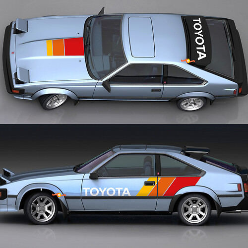 Toyota Celica Supra 1980 TRD vintage Stripes Décalcomanies - Enveloppe graphique personnalisée
