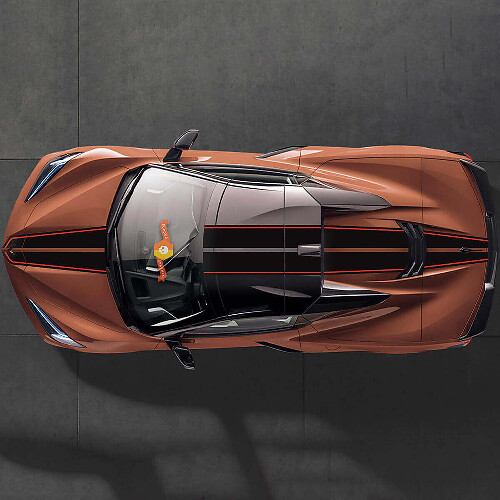 Chevrolet Corvette C8 Stingray Eray Z06 modèles capot toit bandes arrière Corvette pleine longueur double autocollant rayures autocollantes
