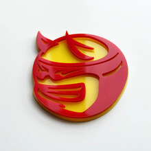 Badge 3D personnalisé Drag Bee Demon Dodge Charger Challenger logo Fender Badges Emblème Rouge et Jaune
 2