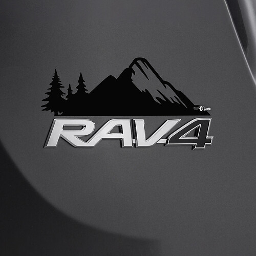 Autocollant de décalcomanie d’arbres de montagnes sur l’insigne arrière de Toyota Rav4
