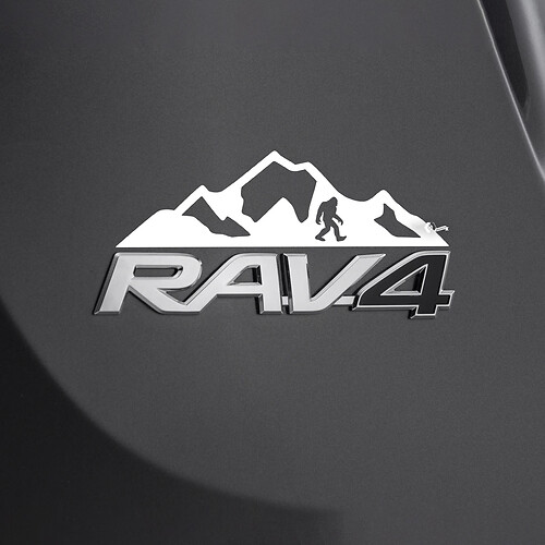 Autocollant de décalcomanie Mountains Bigfoot Sasquatch sur l’insigne arrière Toyota Rav4
