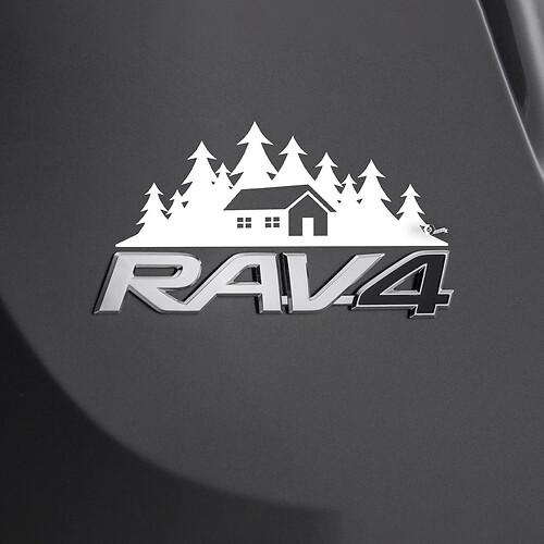 Autocollant de décalcomanie de maison de montagnes sur l’insigne arrière de Toyota Rav4
 1