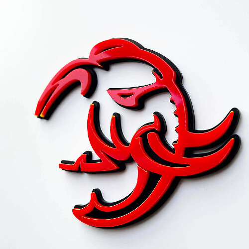 Insigne de garde-boue HellElephant 3D Badge en noir vs rouge
