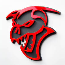 Hellcat Demon Badge 3D Badges d'aile Emblème Gris vs Rouge
 2