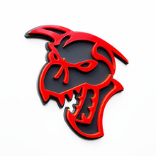 Hellcat Demon Badge 3D Badges d'aile Emblème Gris vs Rouge
 3