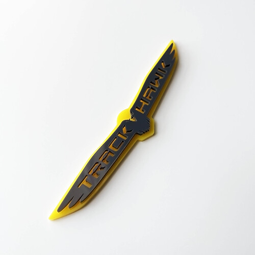 Badge 3D Trackhawk - Emblème d’aile personnalisé pour Jeep Trackhawk Jaune vs Gris
