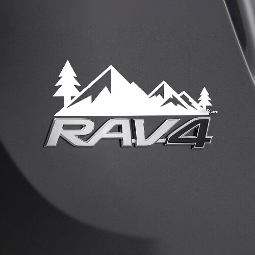 Autocollant Sticker Montagnes Arbres Sur Arrière 2 Pour Badge Toyota Rav4