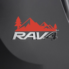 Autocollant de décalcomanie d’arbres de montagnes sur l’insigne arrière Toyota Rav4 2
 2