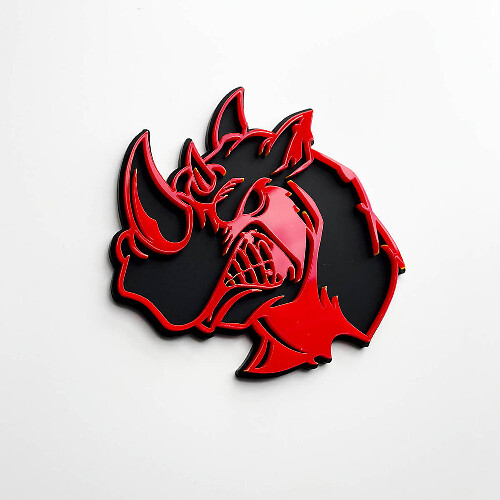 Badge logo 3D Rhino Angry - Emblème de garde-boue personnalisé pour voitures, camions et SUV
