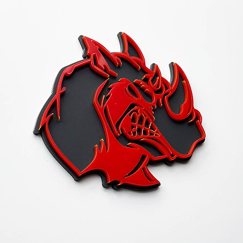 Badge logo 3D Rhino Angry - Emblème de garde-boue personnalisé pour voitures, camions et SUV Rouge vs Gris
 1