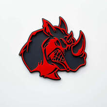 Badge logo 3D Rhino Angry - Emblème de garde-boue personnalisé pour voitures, camions et SUV Rouge vs Gris
 4