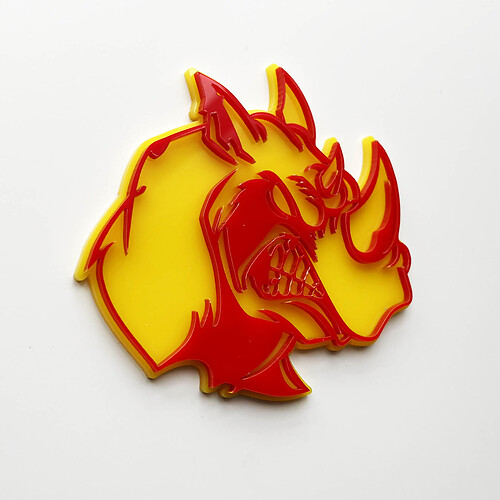 Badge logo 3D Rhino Angry - Emblème de garde-boue personnalisé pour voitures, camions et SUV Rouge vs Jaune
 1