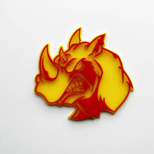 Badge logo 3D Rhino Angry - Emblème de garde-boue personnalisé pour voitures, camions et SUV Rouge vs Jaune
 4