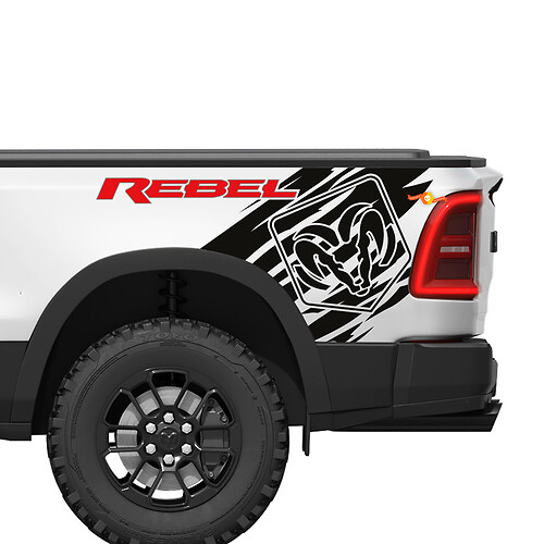 Dodge Ram Rebel Grunge Logo camion lit vinyle autocollant autocollant graphique
