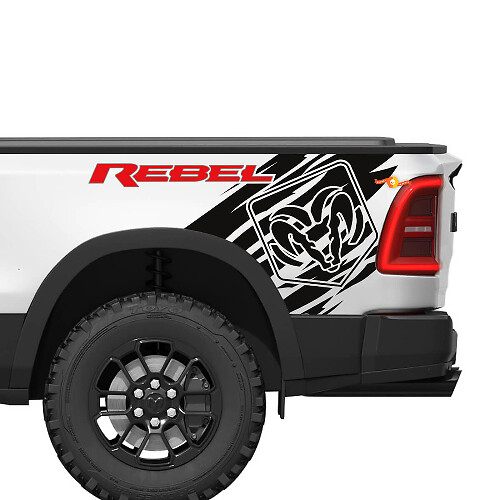 Kit d'autocollants vinyle arrière logo Rebel Grunge pour Dodge Ram