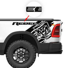 Kit d'autocollants vinyle arrière logo Rebel Grunge pour Dodge Ram_2