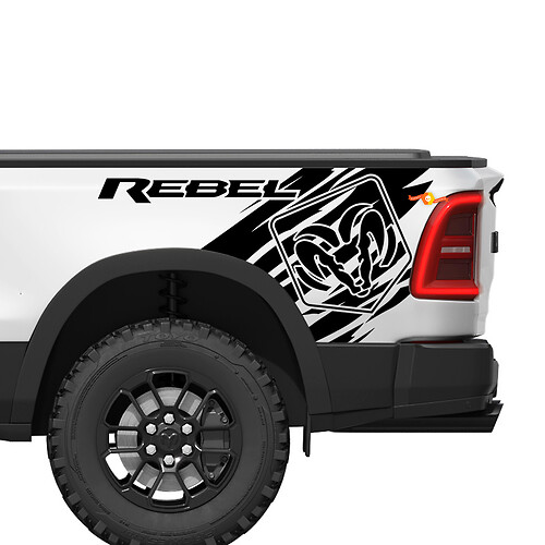 Dodge Ram Rebel Grunge Logo camion lit vinyle autocollant autocollant graphique

