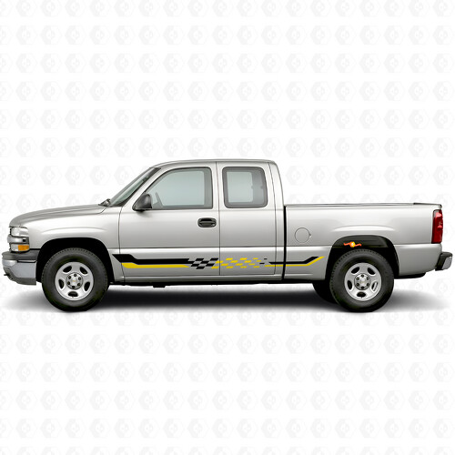 Bandes en vinyle à damier pour porte de course et panneau bas pour Chevrolet Silverado 1500 GMT800 1999-2007