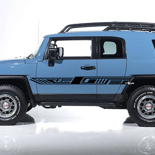 Autocollant vinyle à rayures géométriques logo FJ pour porte latérale Toyota FJ Cruiser_1