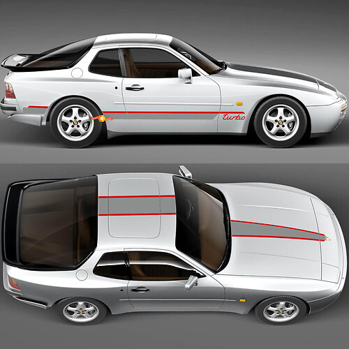 Kit de toit de capot latéral Porsche 944 Turbo Stripes - Graphiques de décalcomanie en vinyle personnalisés
