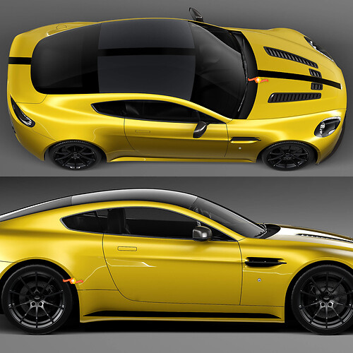 Autocollants en vinyle pour carrosserie complète Aston Martin V8 Vantage Coupé F1 à rayures pour capot de toit et coffre
