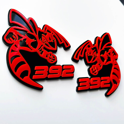 Hornet Bee 392 Badge 3D Gris vs Rouge Badges Fender Emblème
