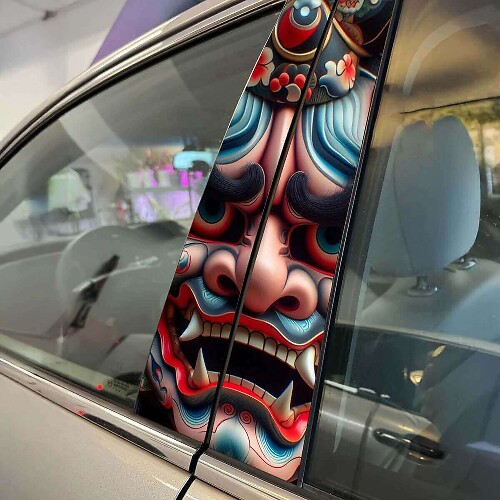 Masque de démon japonais Hannya, autocollants pour portes de voiture, graphiques en vinyle personnalisés pour le style du véhicule
