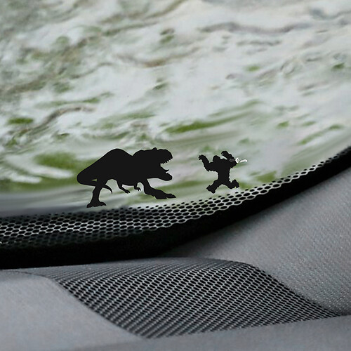 T-Rex et Yeti Bigfoot Pare-brise Easter Egg Corner Decal - Graphique vinyle personnalisé
