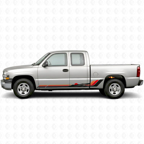 Bandes en vinyle rétro style vague montagne pour porte et bas de caisse Chevrolet Silverado 1500 GMT800 1999-2007