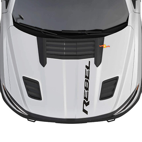 Autocollant Vinyle Logo Rebel Hood pour Dodge Ram 1500 Rebel