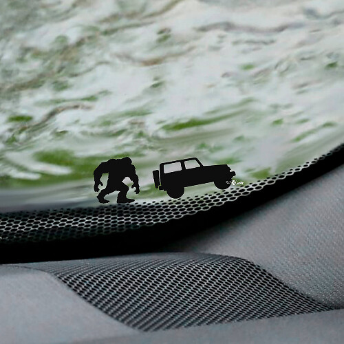 Crouching Yeti And Off Road Vehicle Easter Egg Pair — Autocollant vinyle (pare-brise) pour Jeep Wrangler_1
