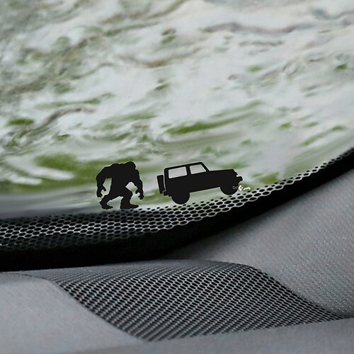 Yeti Bigfoot Jeep Wrangler Pare-brise Easter Egg Corner Decal - Graphique en vinyle personnalisé 2
