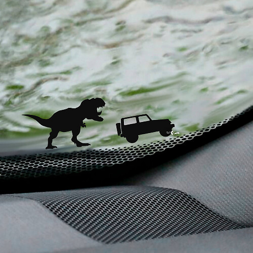 T-Rex And Off Road Vehicle Easter Egg Pair — Autocollant vinyle (pare-brise) pour Jeep Wrangler