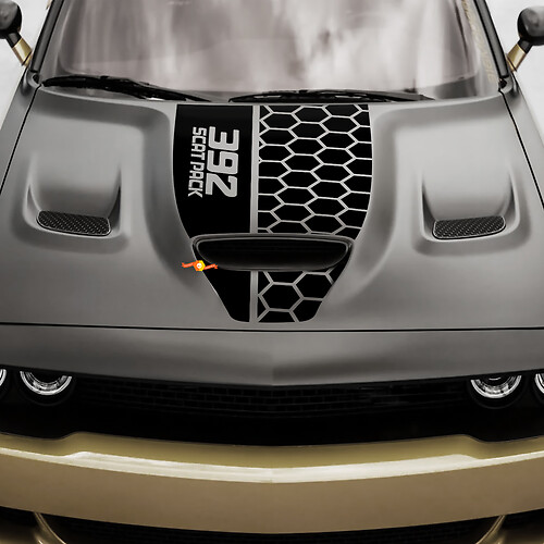 Hood Dodge 392 Scat Pack Challenger ou Charger Hemi Vinyl Racing Autocollant autocollant
