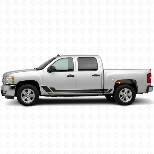 Bandelettes Vinyle Angular Outline pour Portes et Bas de Caisson pour Chevrolet Silverado 1500 GMT900 2007-2013_1