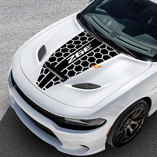 392 Hemi Style Center Honeycomb Stripe — Autocollant vinyle (capot) pour Dodge Challenger