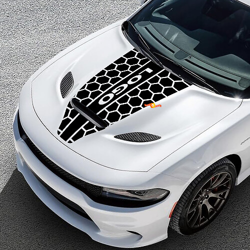 Autocollant en vinyle personnalisé à rayures style nid d'abeille pour capot de Dodge Challenger ou Charger