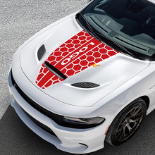 Autocollant en vinyle personnalisé à rayures style nid d'abeille pour capot de Dodge Challenger ou Charger_3