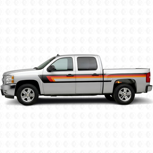 Bandes en vinyle rétro supérieures de ligne de ceinture pour porte et flanc de benne pour Chevrolet Silverado 1500 GMT900 2007-2013_1