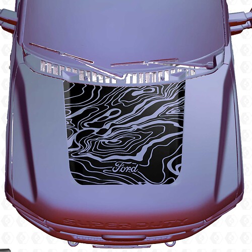 Capot Ford F250 Super Duty Carte Topographique Topo Stickers Autocollants Graphiques Vinyle
