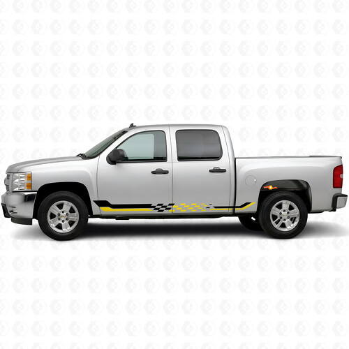 Bandes adhésives en vinyle damier pour porte et bas de caisse Chevrolet Silverado 1500 GMT900 2007-2013_1