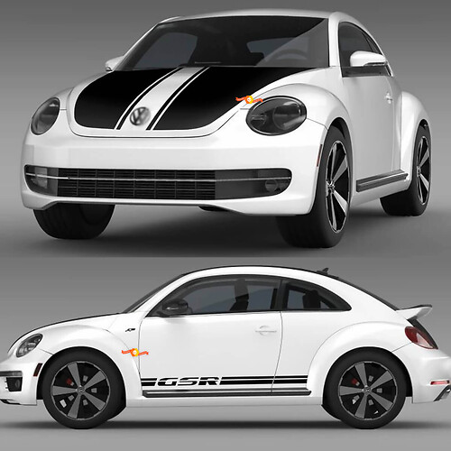 Kit complet d'autocollants en vinyle bandes style course GSR pour Volkswagen Coccinelle
