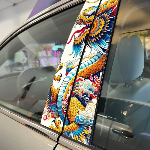 Autocollant en vinyle pour montant de porte style dragon japonais